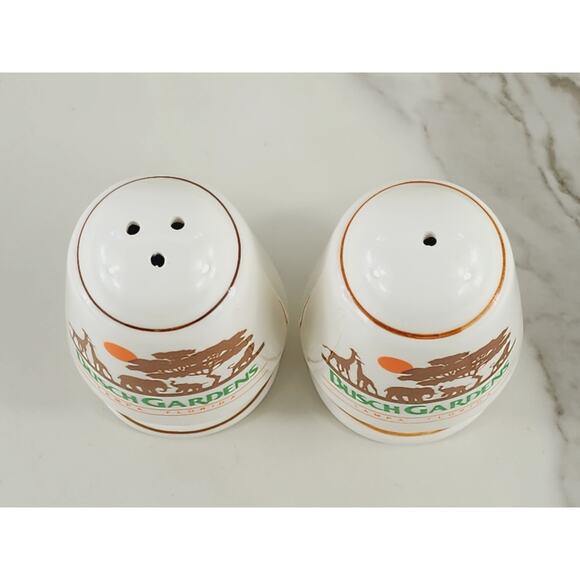 Busch Gardens Salt & Pepper Shakers Tampa Florida 3 1/4" Porcelain Souvenir 80's - Picture 9 of 12